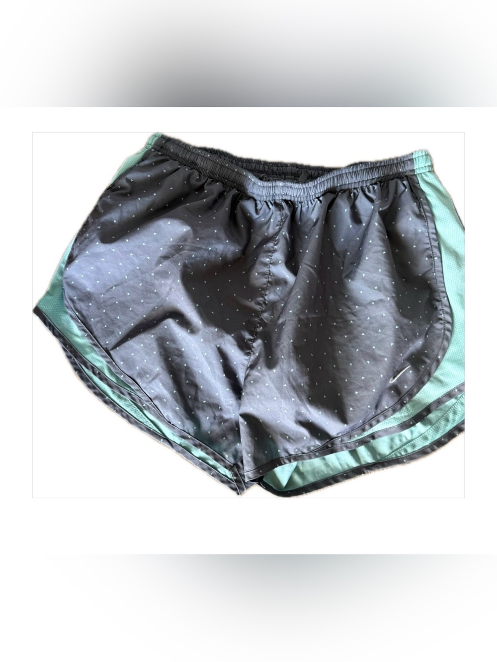 Nike Dri-Fit Women’s Gray Athletic Shorts with Mint Accents Large